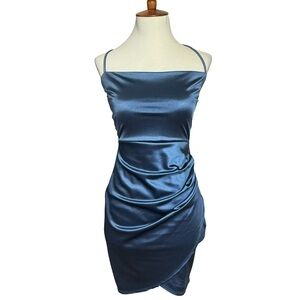 Windsor Satin Bodycon Dress Size small Blue
